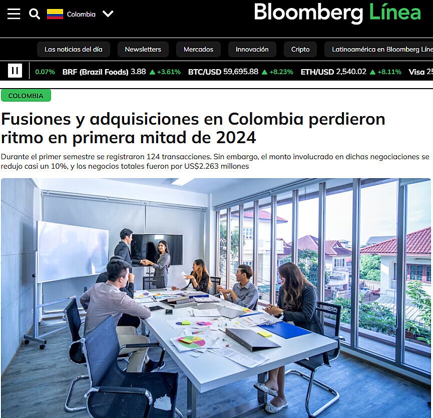 Fusiones y adquisiciones en Colombia perdieron ritmo en primera mitad de 2024